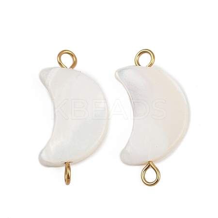 Natural Shell Moon Connector Charms STAS-D378-24G-1
