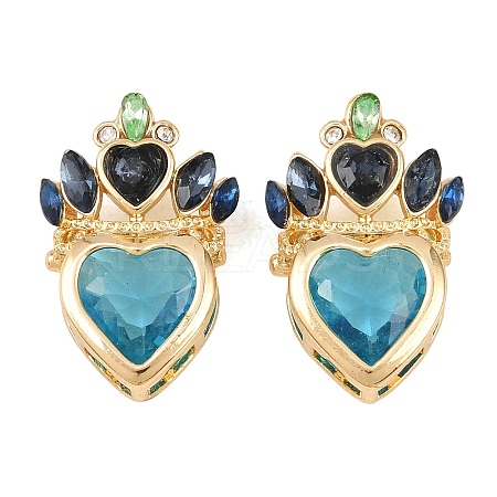 Brass with Glass Rhinestone Pendants KK-G552-05G-1