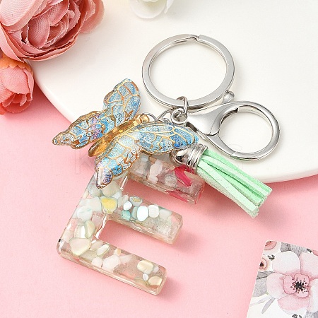 Resin & Acrylic & Faux Suede Tassel Keychain KEYC-YW00126-05-1