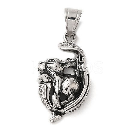 316L Stainless Steel Tibetan Style Rhinestone Pendants LS-STAS-D096-01D-AS-1