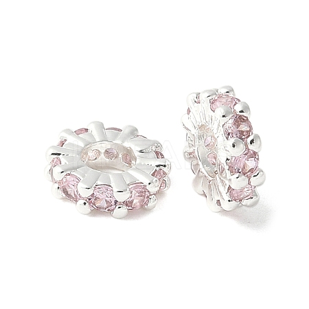 Brass Micro Pave Cubic Zirconia Beads KK-A253-11S-03-1
