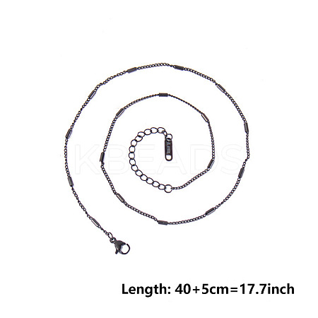 2mm Unisex 304 Stainless Steel Curb Chains Necklaces with Tube IM8182-4-1