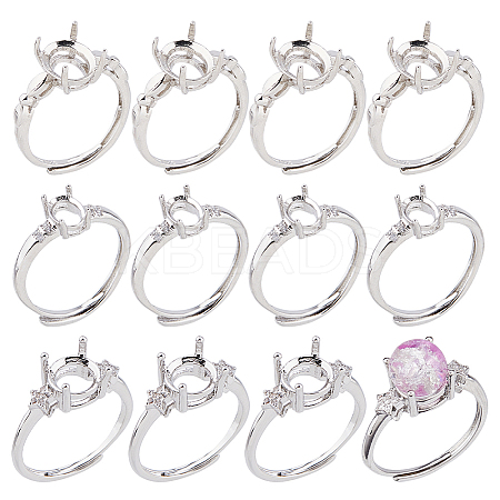 12pcs 4 Style Brass Adjustable Ring Settings FIND-HS0001-77-1