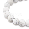 Synthetic Howlite & Weathered Agate(Dyed) Round Beaded Stretch Bracelet BJEW-JB08399-01-5