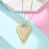 Brass Micro Pave Clear Cubic Zirconia Heart Pendant Necklaces for Women NJEW-D306-04G-B-1