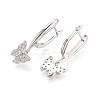 Brass Micro Pave Clear Cubic Zirconia Butterfly Hoop Earrings EJEW-T048-28P-2