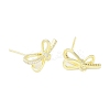 Left and Right Brass Pave Clear Cubic Zirconia Stud Earring Findings KK-F875-02G-2