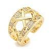 Letter X Clear Cubic Zirconia Open Cuff Ring RJEW-L121-018G-1
