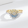 2Pcs 2 Style Cubic Zirconia Open Cuff Rings Set LS-RJEW-B050-01-5