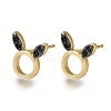 Rack Plating Brass Micro Pave Cubic Zirconia Stud Earring EJEW-C101-04G-1