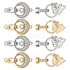 8Pcs 4 Styles Flat Round & Butterfly Brass Clear Cubic Zirconia Fold Over Clasps KK-DC0001-64-1