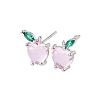 Brass Micro Pave Cubic Zirconia Apple Stud Earrings EJEW-L278-04P-4