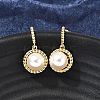 Round Brass Micro Pave Clear Cubic Zirconia Dangle Stud Earrings EJEW-C154-08G-1