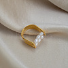 Irregular 304 Stainless Steel with Natural Freshwater Pearl Finger Rings for Women WZ4968-3