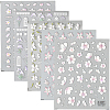5Pcs 5 Styles Flower Pattern Self Adhesive PET Nail Art Stickers Decals MRMJ-SP0001-24-1