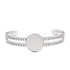 304 Stainless Steel Blank Cuff Bangle Bases with Flat Round Tray SA-CBA82C8-05B-P-2