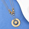 304 Stainless Steel Sun and Round Natural Crazy Agate Pendant Double Layer for Women NJEW-K252-13G-1