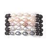 Natural Lava Rock & Cultured Freshwater Pearl Beads Stretch Bracelets for Women BJEW-JB12868-2