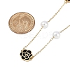 Ion Plating(IP) 304 Stainless Steel Black Enamel Flower Pendant Necklaces for Women NJEW-M078-09G-5