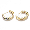 Brass Micro Pave Cubic Zirconia(Random Mixed Color) Hoop Earrings EJEW-S201-58-2