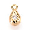 Brass Micro Pave Clear Cubic Zirconia Pendants KK-T075-07G-1