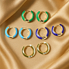 4 Pairs 4 Colors Alloy Enamel Huggie Hoop Earrings for Women EJEW-HY0001-23A-4