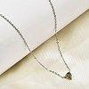 304 Stainless Steel Olive Cubic Zirconia Triangle Pendant Necklaces for Women NJEW-Z064-01P-2