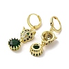 Leopard Head Real 18K Gold Plated Brass Micro Pave Cubic Zirconia Dangle Leverback Earrings EJEW-Q797-15G-2