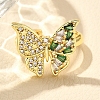 Rack Plating Brass Micro Pave Cubic Zirconia Cuff Finger Rings for Women RJEW-M028-25G-07-1