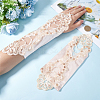 Polyester Long Paillette Embroidery Lace Gloves AJEW-WH20006-119A-3