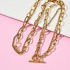 304 Stainless Steel Curb Chain & PaPerclip Chain 2-Strand OT Necklaces for Women NJEW-G193-02G-1