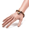 Gemstone Round Beaded Stretch Bracelet with Heart Charm for Women BJEW-JB09019-5