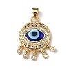 Lampwork Evil Eye Pendants with Colorful Cubic Zirconia ZIRC-L102-14G-03-2