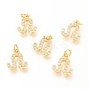 Brass Micro Pave Clear Cubic Zirconia Charms ZIRC-O036-30G-H-1
