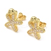 Brass Micro Pave Clear Cubic Zirconia Stud Earrings EJEW-A145-03C-G-4