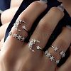 5Pcs Moon & Flower Alloy with Crystal Rhinestone Cuff Rings FS-WGA9DDB-01-1