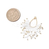 Glass Seed Beaded Imitation Coral Pendants PALLOY-MZ00938-01-2