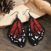 Bohemian Style Green Butterfly Wing Glass Bead Handmade Dangle Earrings FV2215-4