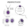 Cubic Zirconia Oval Pendant Necklace & Link Bracelet & Cuff Ring & Stud Earrings SJEW-SZC0001-01E-2