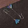 Electroplated 304 Stainless Steel Resin Fan Dangle Earrings EJEW-Z129-11G-03-3