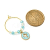 Flat Round with Cross Alloy Enamel Wine Glass Charms AJEW-JO00205-3