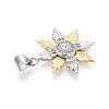 Brass Micro Pave Clear Cubic Zirconia Pendants KK-T080-14B-GP-2