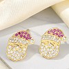 Christmas Rack Plating Brass Cubic Zirconia Stud Earrings EJEW-K245-55B-G-1