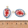 304 Stainless Steel & Brass & Porcelain Pendants PALLOY-JF05878-3