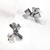 304 Stainless Steel Bowknot Stud Earrings EJEW-Z136-01P-3
