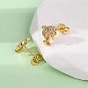 Brass Micro Pave Clear Cubic Zirconia Stud Earrings EJEW-D328-04G-05-3