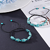 2Pcs Synthetic Turquoise Tortoise Braided Bead Bracelet BJEW-LP0001-03-3