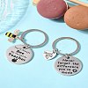 1Pc Teacher's Day Gift 201 Stainless Steel Word Thank You Keychains KEYC-FS0001-08-8