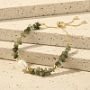 Natural Freshwater Pearl and Natural Green Fluorite Chip Beaded Adjustable Brass Box Chain Slider Bracelets for Women PS0343-5-1