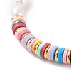 Natural Pearl & Polymer Clay Beaded Bracelet BJEW-TA00085-4